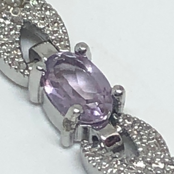 Genuine Amethyst/Diamond Infinity Bracelet - Picture 2 of 14